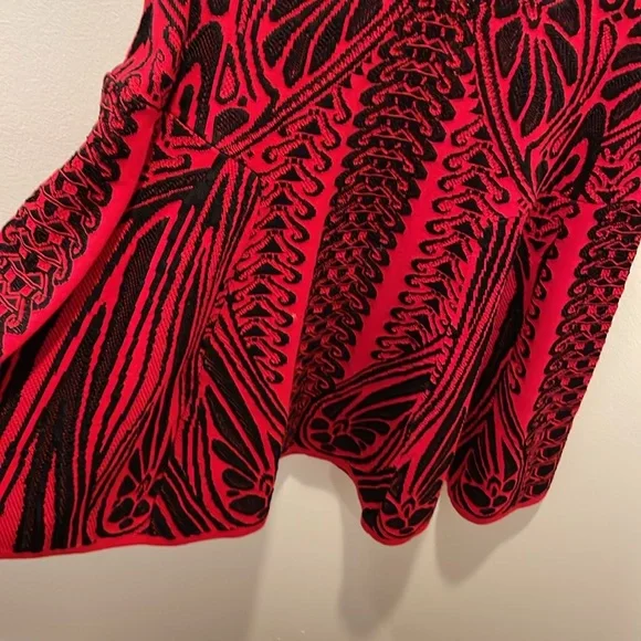 RVN Red and Black Abstract Fit and Flare Dress, Size Small - Picture 5 of 15